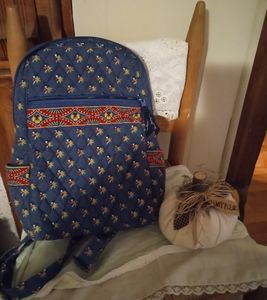 Vera Bradley Blue and Red Quilted Backpack